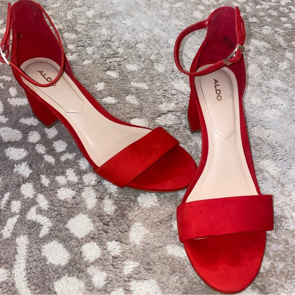 Aldo Red Heeled Sandals